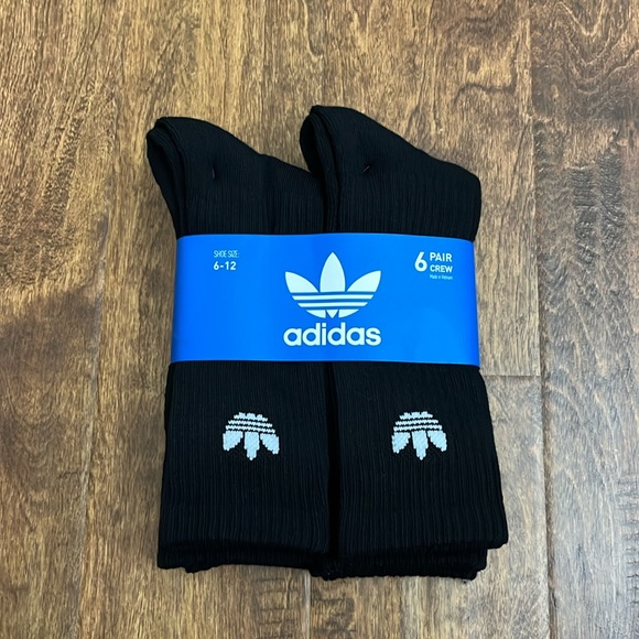 Adidas Crew Socks 6 Pack Shoe Size 6-12 - Picture 1 of 17